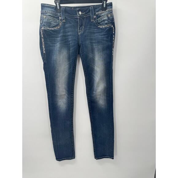 Rock Revival Women's Y2K Stephanie Skinny Jeans‎ Sz 28 Embellished & Embroidered - Picture 1 of 8